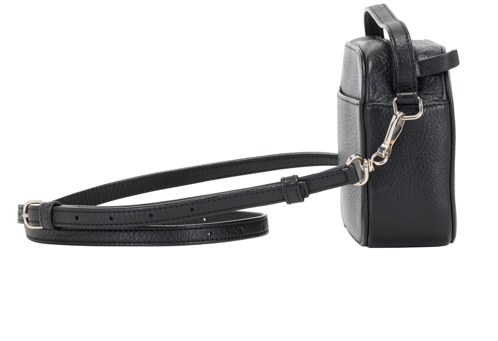 Logo Cross Body, &pound;350, Handbags, Black, Leather, Side view